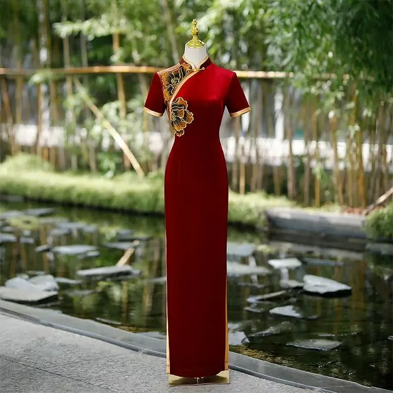 Cheongsam in velluto tinta uni - Winter Clothing Color recensione e prezzo