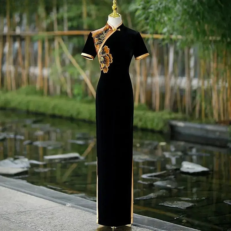 Cheongsam in velluto tinta uni - Winter Clothing Color recensione e prezzo