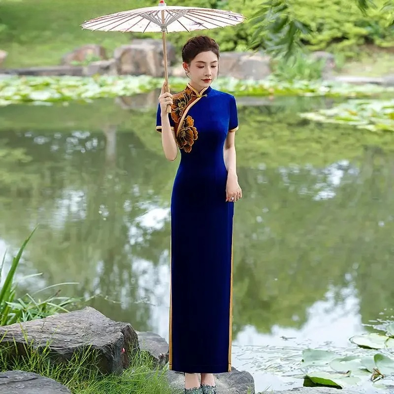 Cheongsam in velluto tinta uni - Winter Clothing Color recensione e prezzo